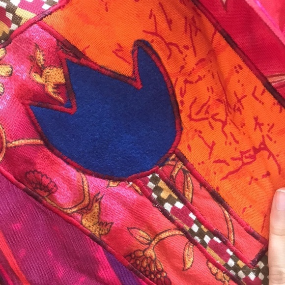 VTG 80’s Sandy Starkman bohi patchwork blazer. Shoulder pads. Colorful, floral S - Picture 4 of 7